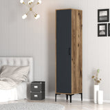 Wardrobes - Wardrobe Kumual S Walnut Anthracite Melamine 40x47.5x201.4 cm - Dimehouse