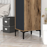 Wardrobes - Wardrobe Kumual S Walnut Anthracite Melamine 40x47.5x201.4 cm - Dimehouse