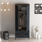 Wardrobes - Wardrobe Kumsal T Walnut Anthracite Melamine 80x47.5x201.4 cm - Dimehouse
