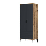 Wardrobes - Wardrobe Kumsal T Walnut Anthracite Melamine 80x47.5x201.4 cm - Dimehouse