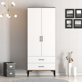 Wardrobes - Wardrobe Kumsal T Walnut White Melamine 80x47.5x201.4 cm - Dimehouse