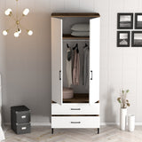 Wardrobes - Wardrobe Kumsal T Walnut White Melamine 80x47.5x201.4 cm - Dimehouse