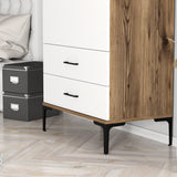 Wardrobes - Wardrobe Kumsal T Walnut White Melamine 80x47.5x201.4 cm - Dimehouse