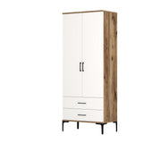 Wardrobes - Wardrobe Kumsal T Walnut White Melamine 80x47.5x201.4 cm - Dimehouse
