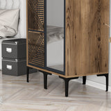 Wardrobes - Wardrobe Kumsal PR Walnut Anthracite Melamine 80x47.5x201.4 cm - Dimehouse