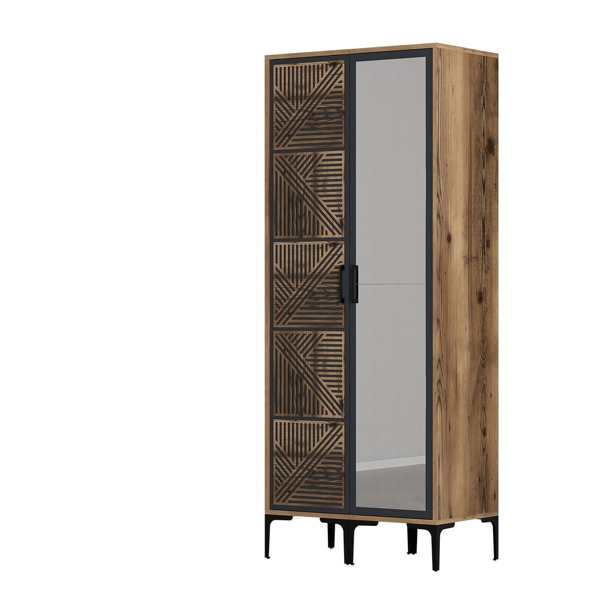 Wardrobes - Wardrobe Kumsal PR Walnut Anthracite Melamine 80x47.5x201.4 cm - Dimehouse