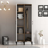Wardrobes - Wardrobe Kumsal PR Walnut White Melamine 80x47.5x201.4 cm - Dimehouse
