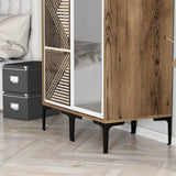 Wardrobes - Wardrobe Kumsal PR Walnut White Melamine 80x47.5x201.4 cm - Dimehouse