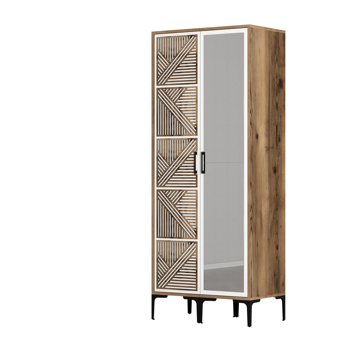 Wardrobes - Wardrobe Kumsal PR Walnut White Melamine 80x47.5x201.4 cm - Dimehouse