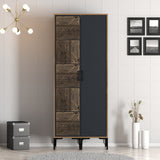 Wardrobes - Wardrobe Kumsal PS Walnut Anthracite Melamine 80x47.5x201.4 cm - Dimehouse