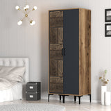 Wardrobes - Wardrobe Kumsal PS Walnut Anthracite Melamine 80x47.5x201.4 cm - Dimehouse