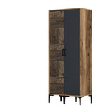 Wardrobes - Wardrobe Kumsal PS Walnut Anthracite Melamine 80x47.5x201.4 cm - Dimehouse