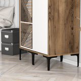 Wardrobes - Wardrobe Kumsal PS Walnut White Melamine 80x47.5x201.4 cm - Dimehouse
