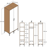 Wardrobes - Wardrobe Kumsal PS Walnut White Melamine 80x47.5x201.4 cm - Dimehouse