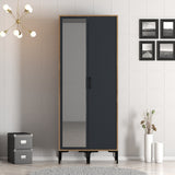 Wardrobes - Wardrobe Kumsal RS Walnut Anthracite Melamine 80x47.5x201.4 cm - Dimehouse