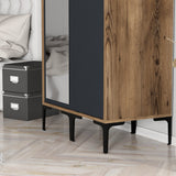 Wardrobes - Wardrobe Kumsal RS Walnut Anthracite Melamine 80x47.5x201.4 cm - Dimehouse