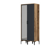 Wardrobes - Wardrobe Kumsal RS Walnut Anthracite Melamine 80x47.5x201.4 cm - Dimehouse