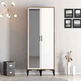 Wardrobes - Wardrobe Kumsal RS Walnut White Melamine 80x47.5x201.4 cm - Dimehouse
