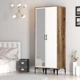 Wardrobes - Wardrobe Kumsal RS Walnut White Melamine 80x47.5x201.4 cm - Dimehouse