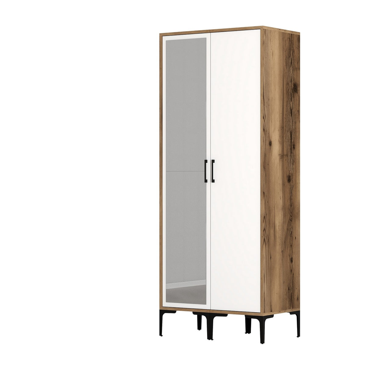 Wardrobes - Wardrobe Kumsal RS Walnut White Melamine 80x47.5x201.4 cm - Dimehouse