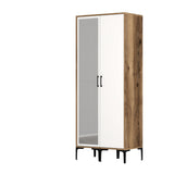 Wardrobes - Wardrobe Kumsal RS Walnut White Melamine 80x47.5x201.4 cm - Dimehouse