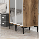 Wardrobes - Wardrobe Kumsal RR Walnut White Melamine 80x47.5x201.4 cm - Dimehouse