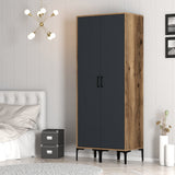 Wardrobes - Wardrobe Kumsal SS Walnut Anthracite Melamine 80x47.5x201.4 cm - Dimehouse