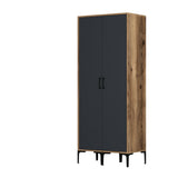 Wardrobes - Wardrobe Kumsal SS Walnut Anthracite Melamine 80x47.5x201.4 cm - Dimehouse