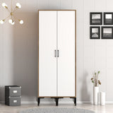 Wardrobes - Wardrobe Kumsal SS Walnut White Melamine 80x47.5x201.4 cm - Dimehouse