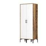 Wardrobes - Wardrobe Kumsal SS Walnut White Melamine 80x47.5x201.4 cm - Dimehouse