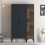 Wardrobes - Wardrobe Kumual PT Walnut Anthracite Melamine 120x47.5x201.4 cm - Dimehouse