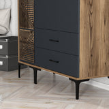 Wardrobes - Wardrobe Kumual PT Walnut Anthracite Melamine 120x47.5x201.4 cm - Dimehouse