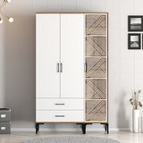 Wardrobes - Wardrobe Kumual PT Walnut White Melamine 120x47.5x201.4 cm - Dimehouse