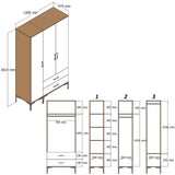 Wardrobes - Wardrobe Kumual PT Walnut White Melamine 120x47.5x201.4 cm - Dimehouse