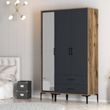 Wardrobes - Wardrobe Kumual RT Walnut Anthracite Melamine 120x47.5x201.4 cm - Dimehouse