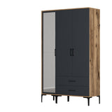 Wardrobes - Wardrobe Kumual RT Walnut Anthracite Melamine 120x47.5x201.4 cm - Dimehouse