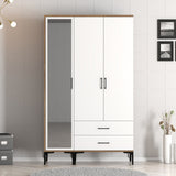 Wardrobes - Wardrobe Kumual RT Walnut White Melamine 120x47.5x201.4 cm - Dimehouse