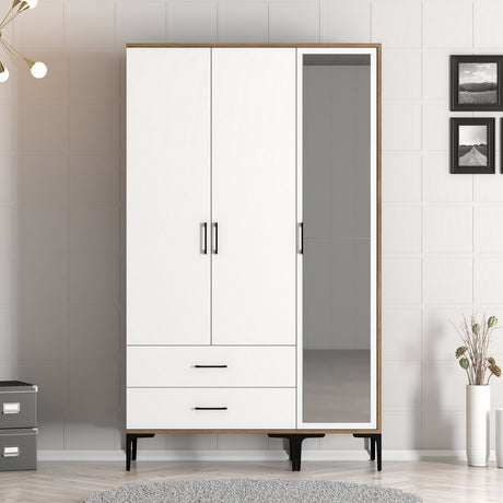 Wardrobes - Wardrobe Kumual RT Walnut White Melamine 120x47.5x201.4 cm - Dimehouse