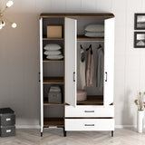 Wardrobes - Wardrobe Kumual RT Walnut White Melamine 120x47.5x201.4 cm - Dimehouse