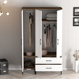 Wardrobes - Wardrobe Kumual RT Walnut White Melamine 120x47.5x201.4 cm - Dimehouse