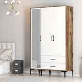 Wardrobes - Wardrobe Kumual RT Walnut White Melamine 120x47.5x201.4 cm - Dimehouse