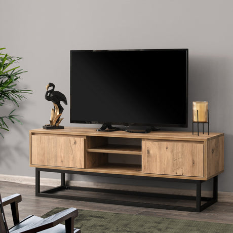 TV Furniture - TV Furniture Belinda Black Pine Wood Melamine 140x50x40 cm - Dimehouse