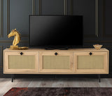 TV Furniture - TV Furniture Japandi Alcazar Oak Melamine 180x60x40 cm - Dimehouse