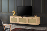 TV Furniture - TV Furniture Japandi Alcazar Oak Melamine 180x60x40 cm - Dimehouse