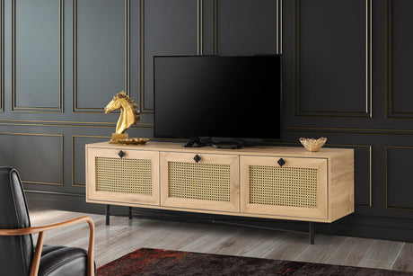 TV Furniture - TV Furniture Japandi Alcazar Oak Melamine 180x60x40 cm - Dimehouse