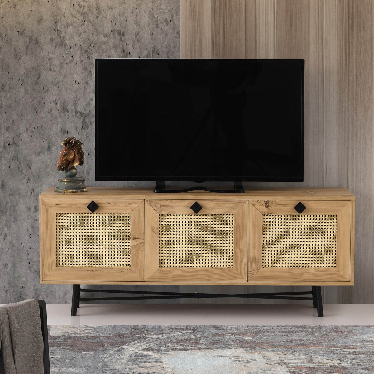 TV Furniture - Japandi TV Furniture Alcazar Oak Melamine 140x60x40 cm - Dimehouse