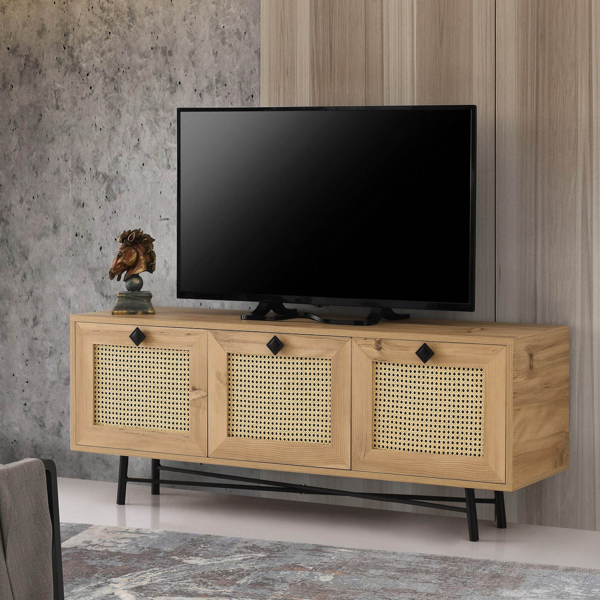 TV Furniture - Japandi TV Furniture Alcazar Oak Melamine 140x60x40 cm - Dimehouse