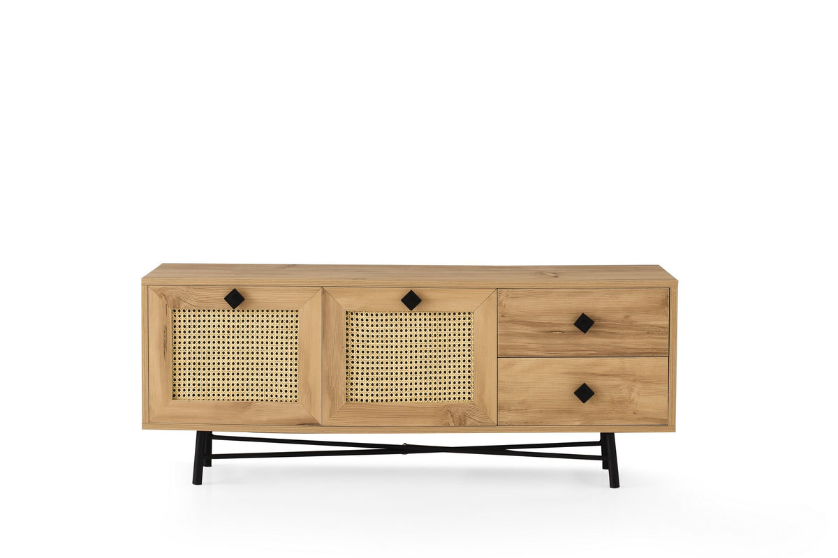 TV Furniture - TV Furniture Hapsiyas Oak Black Melamine 140x60x40 cm - Dimehouse