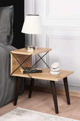 Bedside tables - Bedside table Cross Oak Melamine 50x55x40 cm - Dimehouse