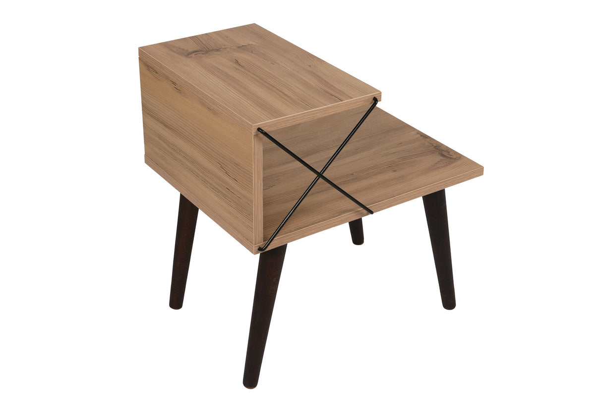 Bedside tables - Bedside table Cross Oak Melamine 50x55x40 cm - Dimehouse